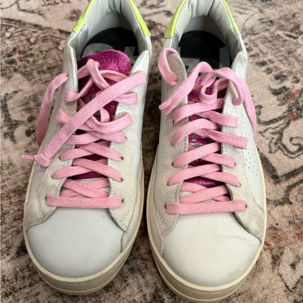 P448 Stylish White and Pink Women's Sneakers Size 36